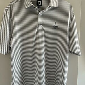 FootJoy Men's Classic Gray Golf Polo with Stripes